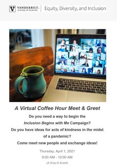 virtual coffee and conversation flyer