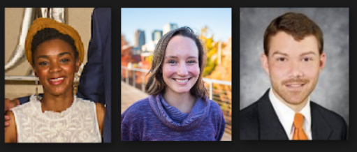 three students smiling