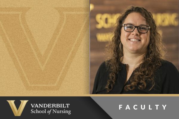 Gold vanderbilt logo frames headshot of Leanne Boehm