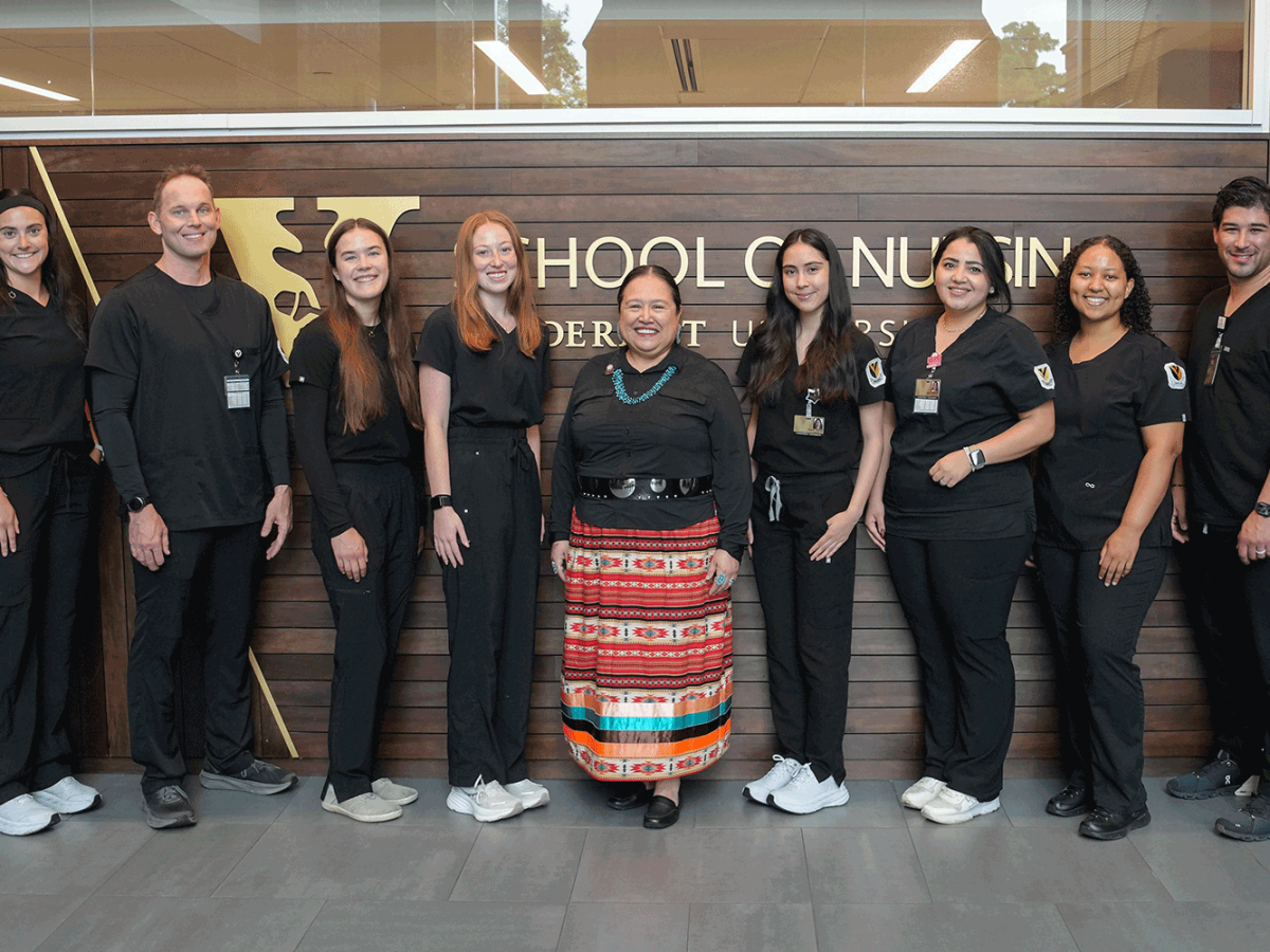 Gloria Littlemouse with Caring Science students