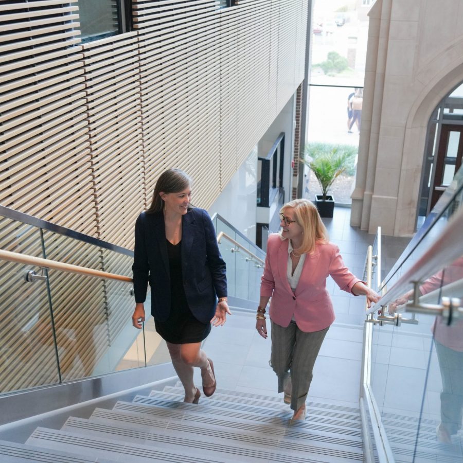 researcher presenting poster of their research